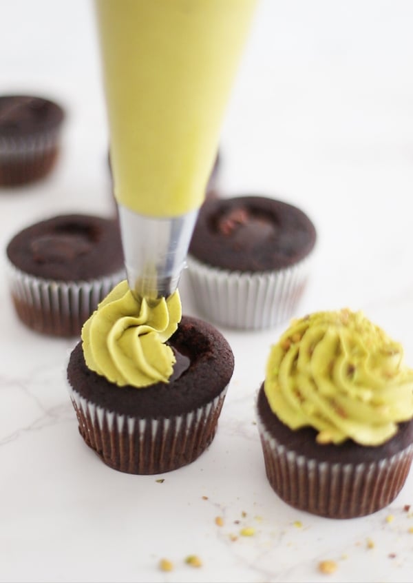 Salted Pistachio Chocolate Cupcakes